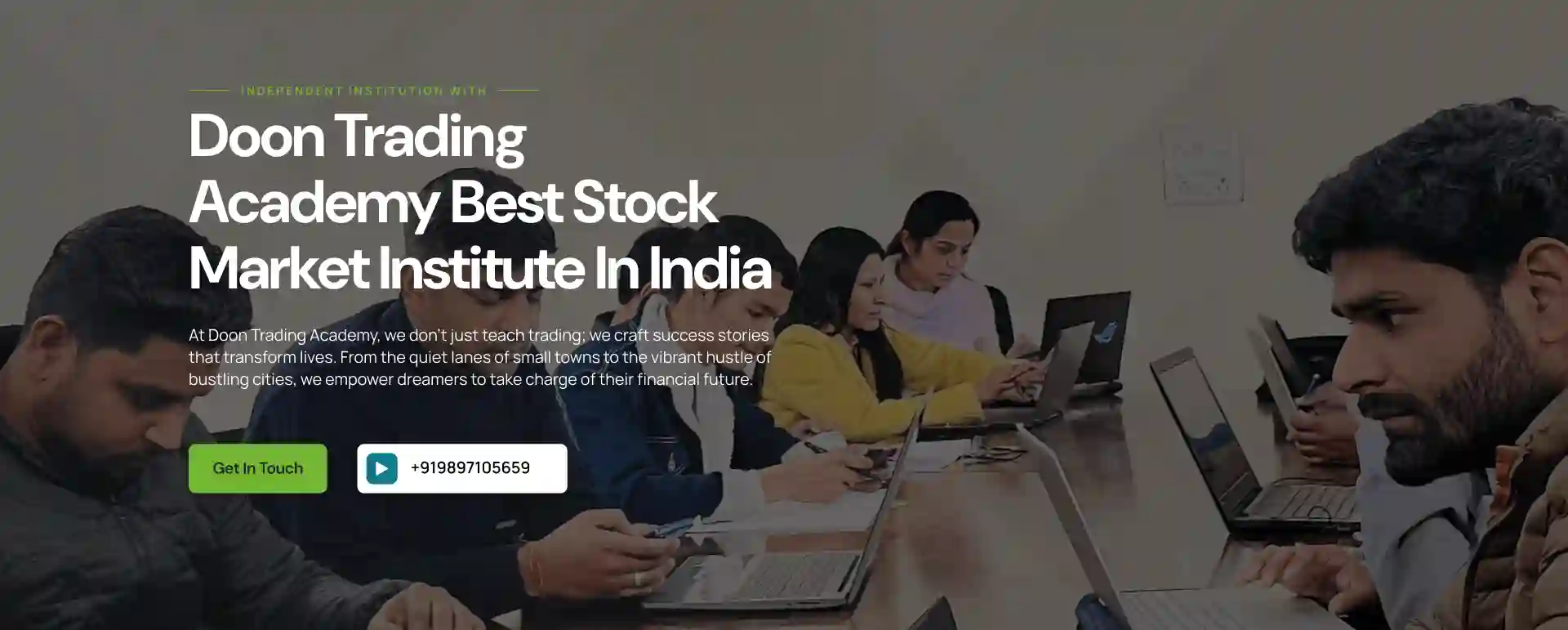 Doon trading Academy main image with best stock market education institute overlay text