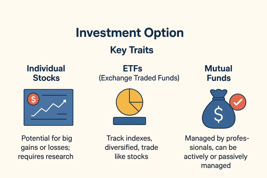 image of investment option avaible in the stock market image graphic