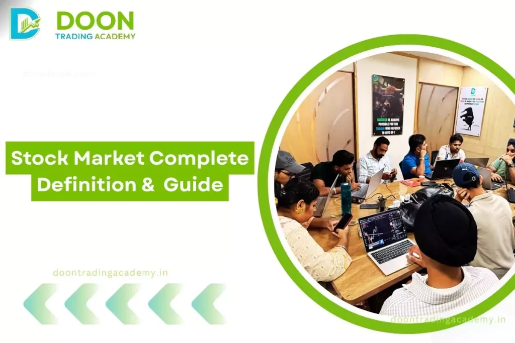 thumbnail image for the stock market comeplete definition and guide with similar timage and the overlay text