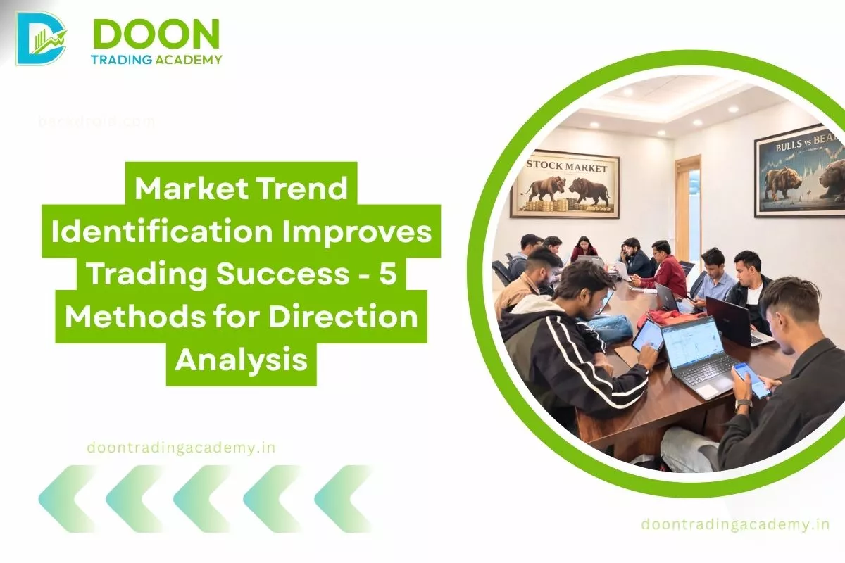 Thumnail image with chart and overlay text Market Trend Identification Improves Trading Success - 5 Methods for Direction Analysis
