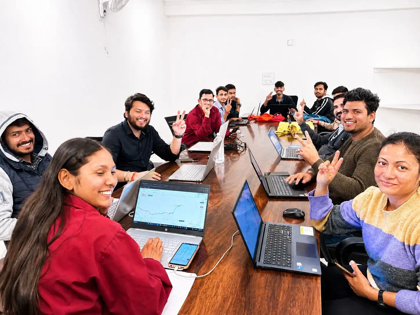 students in happy trading mode