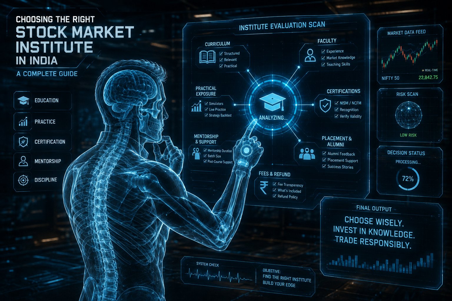 a xray illustration about stock market institute choosing in india