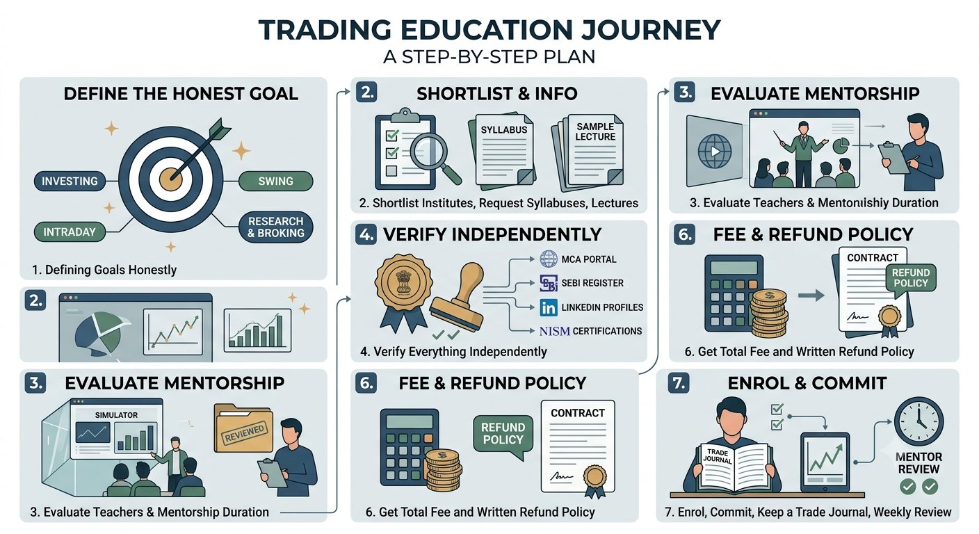 illustration explaining the trading education jourmey