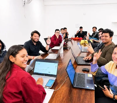 students in happy trading mode